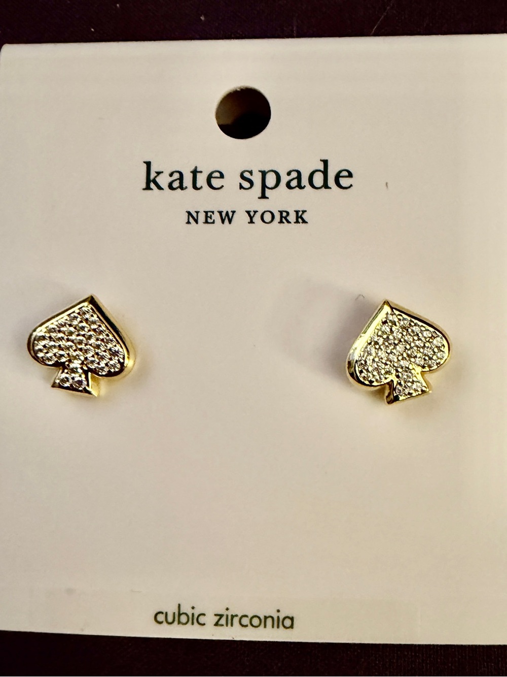 Kate Spade Everyday Spade Pavé Stud Earrings NWT